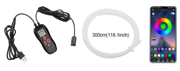 Interior Ambient Mood Lighting Kit 7 Colour USB Powered & App Controlled (All Cars) - Image 6