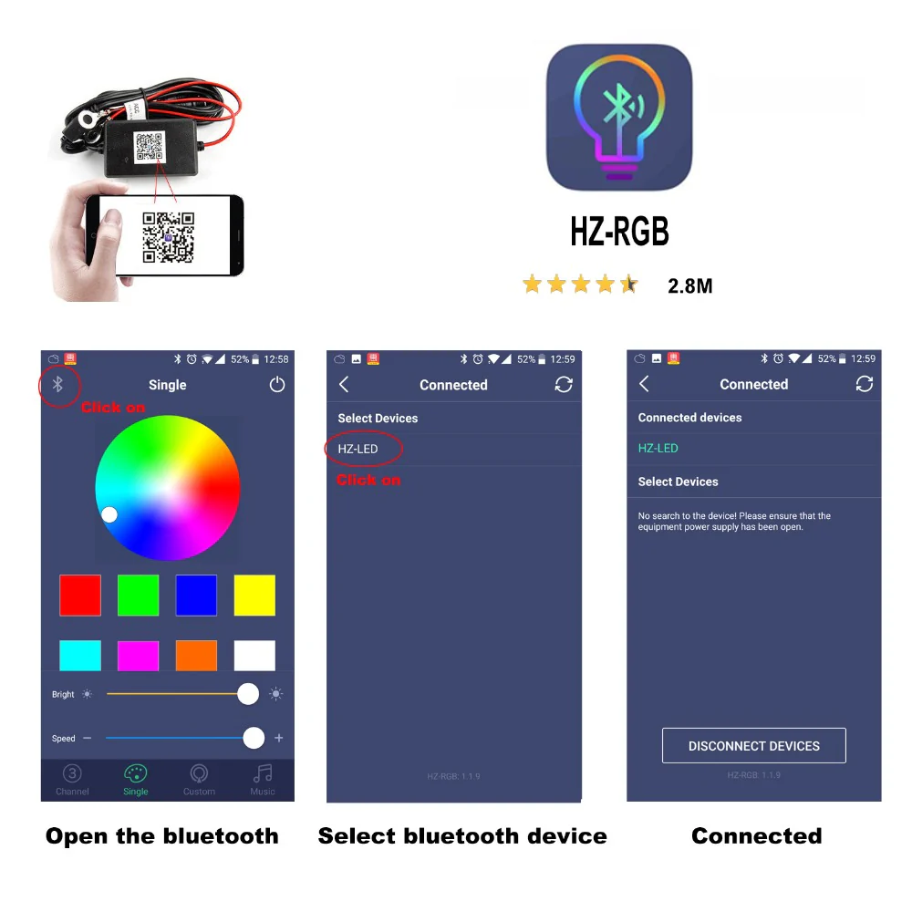 DIVEYE Diversion Bluetooth Controlled RGB LED Headlight Bulbs (Multi-coloured) - Image 9