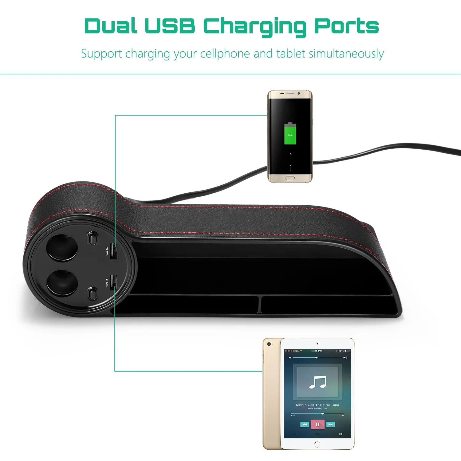 ZEEPIN C15 Multi-use Car Seat Gap Storage Box Voltage Display - Image 9